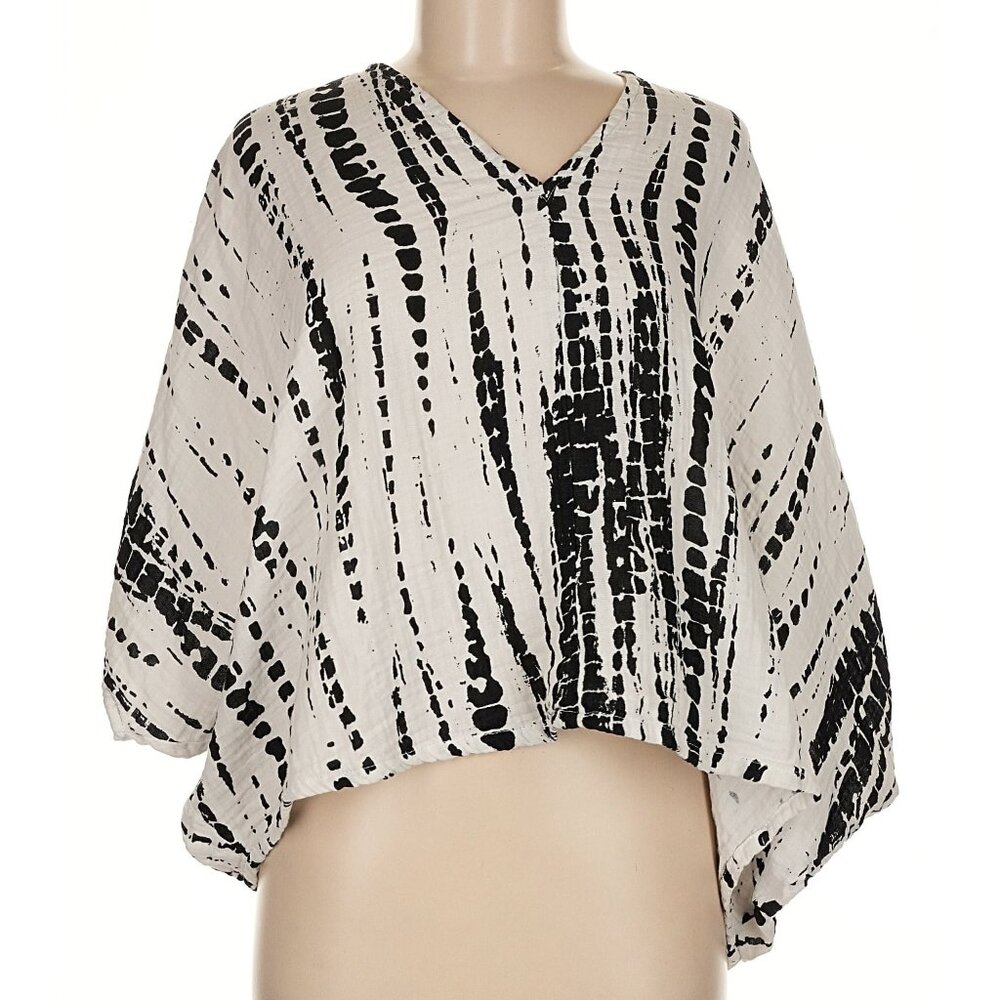 bryn Walker Blouse Black and Ivory M 100% cotton like new